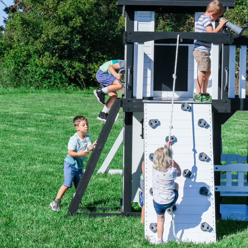 Backyard Discovery Canyon Creek White Cedar Wood Swing Set with
